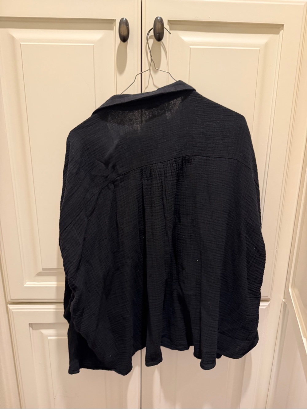 Women’s Black Button-Down Shirt - Lightweight Textured Top - Picture 4 of 4